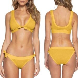 Becca by Rebecca Virtue Women's Tiny Bubbles Bikini Metallic Yellow Sz D /Medium